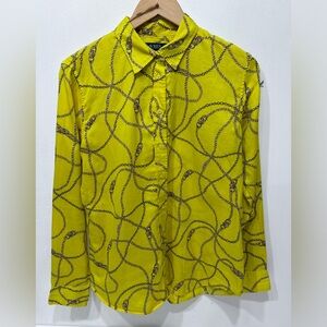 Lauren Ralph Lauren Women’s Equestrian Chain Print Button-Down‎ Shirt Size L